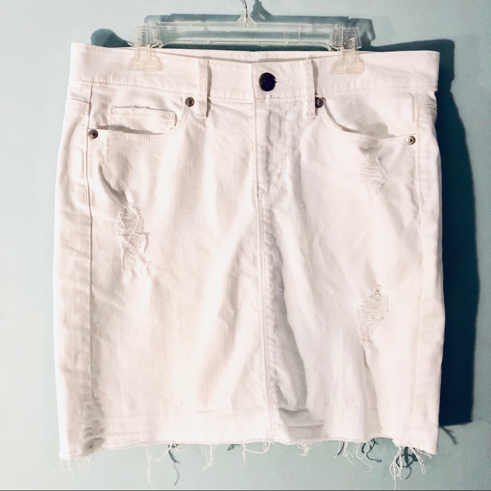 Loft white jean skirt
